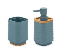 Set accessori dispenser e portaspazzolini d'appoggio in abs turchese cobalto Wav