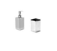 Set accessori gedy nemesia con dispenser e portaspazzolino in acciaio inox cromo