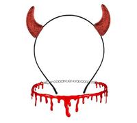 Set Accessori Halloween, 2 Pezzi Halloween Fasce per Capelli, Cerchietti Capelli Halloweens Donna, Headband Collana Halloweens Bambini, Accessori costumi per Halloweens Carnevale Cosplay (C)