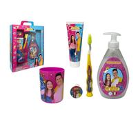 Set accessori per la cura dell'igiene personale per bambini 4 pezzi spazzolino manuale dentifricio bicchiere sapone per le mani (Me contro Te)