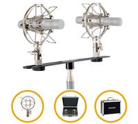 Set Accessori Stereo Pronomic per Microfoni Condensatore Piccolo Diaframma - Valigetta con 1 Barra a T Stereo e 2 Supporti Antivibrazione, ideale per registrazioni overhead in studio e palco.