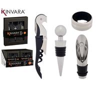Set Accessori per Vino 4 Pezzi Kinvara in Scatola Regalo Cavatappi Versatore