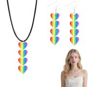 Set Accessori Pride - Collana e Orecchini con Cuore Arcobaleno, Simbolo di Inclusività e Diversità per la Comunità LGBTQ+, Regalo Perfetto per Orgoglio e Celebrazioni