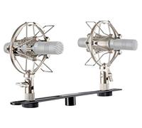 Set Accessori Stereo Pronomic per Microfoni Condensatore Piccolo Diaframma - Valigetta con 1 Barra a T Stereo e 2 Supporti Antivibrazione, ideale per registrazioni overhead in studio e palco.