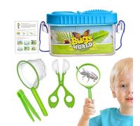 Set acchiappamosche per bambini, 8 x 7 x 15 cm, gabbia trasparente, lente d'ingrandimento a rete a farfalla, finestra educativa, custodia per osservazione scientifica, pinzette, scatola per insetti