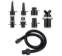 Set adattatore valvola pompa con 6 ugelli e 1 tubo flessibile per gommoni, tavole da surf e materassi ad aria compatibile con pompe ad aria elettriche (senza tubo)