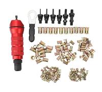 Set adattatori per dadi per rivetti elettrici, 2,4 mm-6,4 mm 6 teste sostituibili con 150 dadi per rivetti assortiti, pacchetto completo di accessori hardware per utensili con