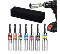 Set adattatori per prese - Manicotto di approfondimento girevole da 7 pezzi | 7 pezzi, 800 g, acciaio legato, girevole a 15°, per riparazioni auto, solare, mobili e in acciaio