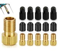 Set adattatori per valvole per biciclette KAPSING, 5 adattatori per valvole in ottone e 10 cappucci per valvole neri, adattatore per valvole per biciclette, bici elettriche e scooter elettrici