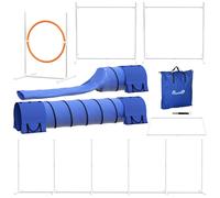 Set Addestramento Cani da Esterno 7 Pezzi 89x69x99 cm in Plastica e ABS Bianco Arancione Blu