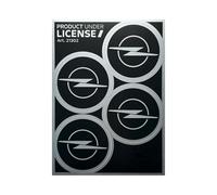Set Adesivi Copriruota Compatibili con Opel, 4 Loghi Diametro 48 mm, Prodotto con Licenza, 94 x 131 mm (Nero)