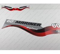 Set adesivi decalcomanie motore fuoribordo Mariner 60 HP Big Foot due tempi 2...