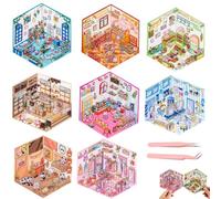 Set Adesivi Di Scena, 8 Pezzi Adesivi 3D Per La Casa Fai Da Te, Scene Creative e Impilabili, Dalla Costruzione Di Case, Caffè, Panetterie, Con Pinzette, Per Scrapbooking, Diario, Per Adulti e Ragazzi