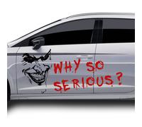 Set Adesivi Joker + Scritta Why So Serious Pellicola Nera Opaca Accessori Auto
