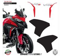 Set ADESIVI MULTISTRADA V4 V4s FIANCHETTI LATERALI Nero Argento e Rosso C4X