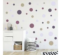 Set adesivi murali 100 cerchi melanzana adesivi pellicola cameretta bambini c...