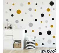 Set adesivi murali 100 cerchi nero-grigio pellicola adesiva cameretta bambini...