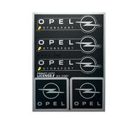 Set Adesivi Ufficiali Realizzati per Opel Motorsport, Logo Nero e Cromo, Prodotto con Licenza, 94 x 131 mm (5 Sticker)