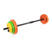Tunturi 14TUSCL353 Pesi Palestra per Allenamento Aerobico - Dischi Palestra in Plastica - 1 Barra Componibile inclusa - 20 Kg, Unisex - Adulto, Orange, Green, Yellow, 20 kg