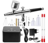 Set aerografo con compressore, 25 PSI, kit aerografo portatile a doppia azione + accessori per la pulizia del trucco, nail design, decorazione della torta, modellismo e modellazione del tatuaggio