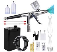 Set aerografo con compressore, 40 PSI, kit aerografo portatile a doppia azione + accessori per la pulizia del trucco, nail design, decorazione della torta, modellismo e modellazione del tatuaggio