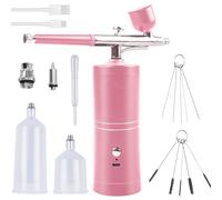 Set aerografo con compressore, kit aerografo, pistola ad aerografo, pistola a spruzzo ricaricabile, set di compressori per aerografo, pistola per il trucco, l'arte, la colorazione del modello (rosa)