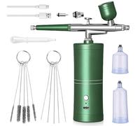 Set aerografo con compressore, kit aerografo portatile senza fili, kit aerografo ricaricabile, multifunzione a doppia azione per nail art, tatuaggi, trucco, modello, colore verde