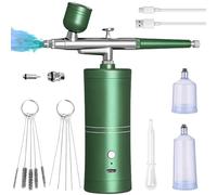 Set aerografo con compressore, set aerografo ad alta pressione senza intasamento con ugello, set di spazzole per la pulizia multifunzionale, per nail art, trucco, modellazione tatuaggio (verde)