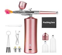 Set Aerografo, Kit Aerografo, Set Aerografo Senza Fili, Aerografo Con Compressore USB Ricaricabile, Kit Aerografo Con Compressore Per Pittura Di Modelli, Trucco, Barbiere, Decorazione Di Torte (Rosa)