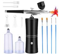 Set aerografo, pistola a spruzzo portatile con compressore, compressore aerografo, set di pistola a spruzzo per nail design, decorazione torte, arte, trucco, artigianato, modellatura