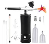Set aerografo portatile con compressore, set aerografo senza fili con compressore, set aerografo, compressore portatile Air Brush a doppia azione per pittura, tatuaggi, nail art, trucco