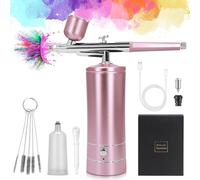 Set aerografo senza fili, 10 lpm, pistola per aerografo, portatile, set di compressori ricaricabili, in alluminio, per unghie, modello, torte, trucco, ugello da 0,3 mm