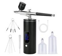 Set aerografo wireless con compressore, 30 PSI, batteria portatile, ricaricabile, pistola aerografo palmare, accessori per la pulizia del trucco, decorazione della torta e modello, nero