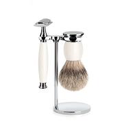 Set Afeitado Mühle Brocha Afeitar Tejón Punta Plata, Maquinilla Clásica Afeitar & Soporte