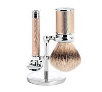 Set Afeitado Mühle Brocha Afeitar Tejón Punta Plata & Maquinilla Tradicional Oro Rosa R89