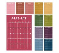 Set agenda da parete per studio domestico con fogli mensili, A | Scatole trasparenti per la data, stile pastello, organizzazione dei promemoria