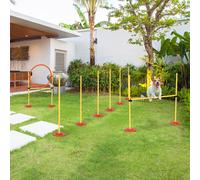 Set Agility Dog 3 Esercizi: Slalom, Ostacoli, Anello, per Addestramento Cani, Portatile, 2,5 kg, Giallo e Rosso