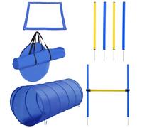 Set Agility Dog Per Addestramento Cani Con Tunnel, Slalom E Ostacolo, Sacca Di Trasporto, Giallo E Blu