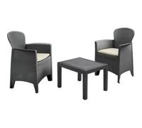 IPAE PROGARDEN - SET AKITA DA 2 POLTRONE E 1 TAVOLINO EFFETTO RATTAN ANTRACITE AKTC12AN