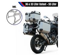Set Alluminio E Supporti Argento Per Suzuki DL 800 55L & 36L+33L Cutout