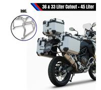 Set Alukofferset & Supporto Argento Per KTM 1290 Adventure 45L & 36L+33L Cutout