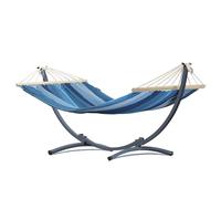 Set amaca POTENZA con struttura in acciaio Kompakt e amaca Acadia 200 x 120 cm, portata 120 kg (Amaca con traverse, blu)