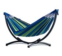 Set amaca POTENZA con struttura in acciaio Kompakt e amaca Singa 200 x 120 cm, portata 120 kg (Amaca senza traverse, Verde)