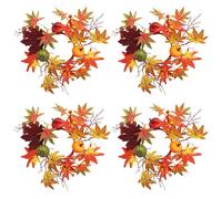 Set Anelli Candela Autunno con Foglie Artificiali Autunnali per Decorazione Tavo