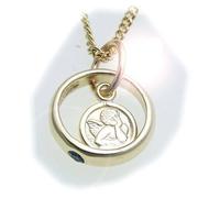 Set Anello Battesimo Angelo Guardiano & Catena Zaffiro 333 Oro Qualità
