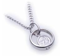 Set Anello Battesimo Angelo Guardiano & Catene Gourmette 585 Oro Bianco Con