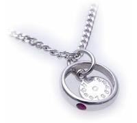 Set Anello Battesimo Con Orologio & Catene Gourmette Rubino 333 Oro Bianco