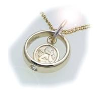 Set Anello Di Battesimo Angelo Custode E Collana Zirkonia 585 Oro Vero Qualità