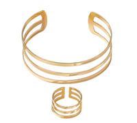 Set Anello e Bracciale Bracciali Rigidi A Polsino Con Design A Tre Cavi | Set Di Gioielli Per Ragazze Adolescenti Adatto per essere indossato ogni giorno, le occasioni speciali e il ballo di fine