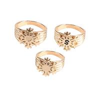 Set anello fiocco di neve lettera Natale tre anelli personalizzati a forma di cuore anelli spigolosi, Misura unica, Metallo, Nessuna pietra preziosa